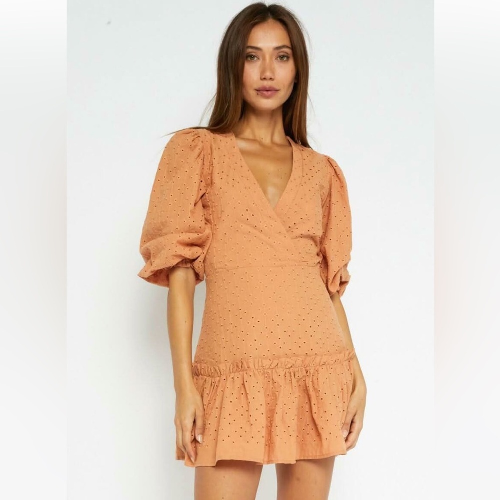 NWT - Olivaceous Loretta Eyelet Mini Dress, Boho Pink - Size Large